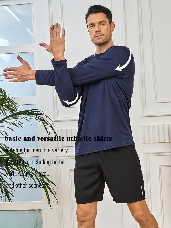 5 Pack Mens Long Sleeve Shirts Quick Dry Moisture Wicking Athletic Running Gy... gallery