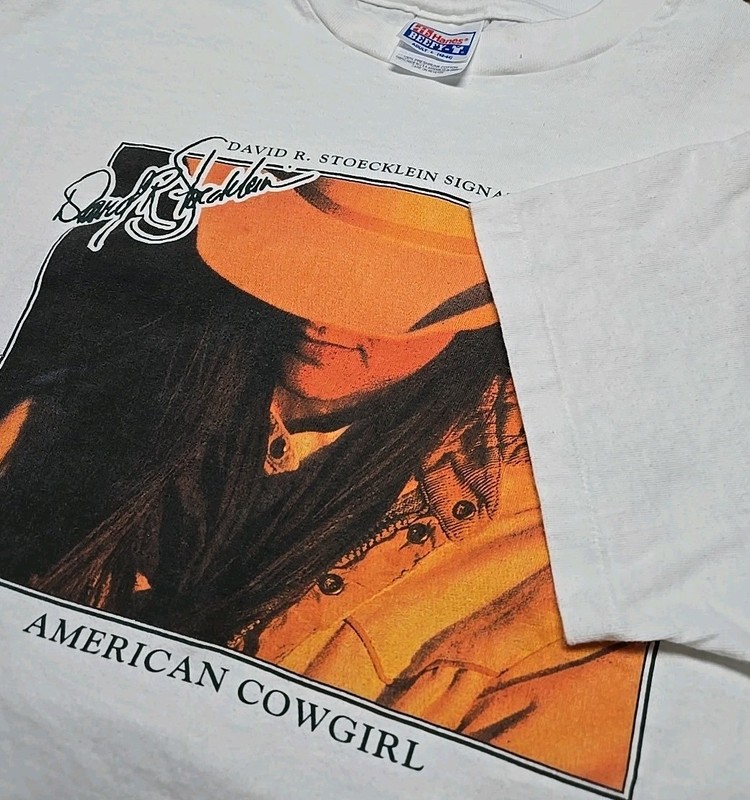 Vintage 90s Cowgirl Western Photo T-Shirt Hanes Beefy-T Tag Single Stitch Large