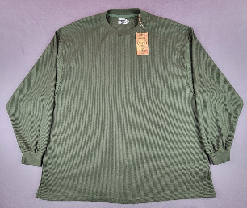Vertical Sport Men’s 5XL Olive Green Waffle Thermal Long Sleeve T-shirt