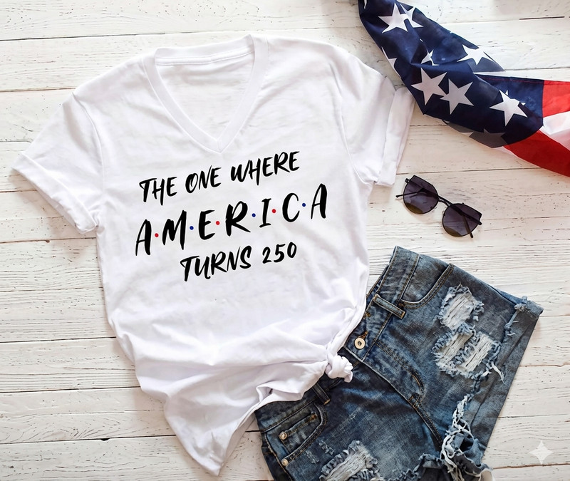America 250 Years V Neck Shirt | 4th Of July Patriotic USA 1776 2026 Tee