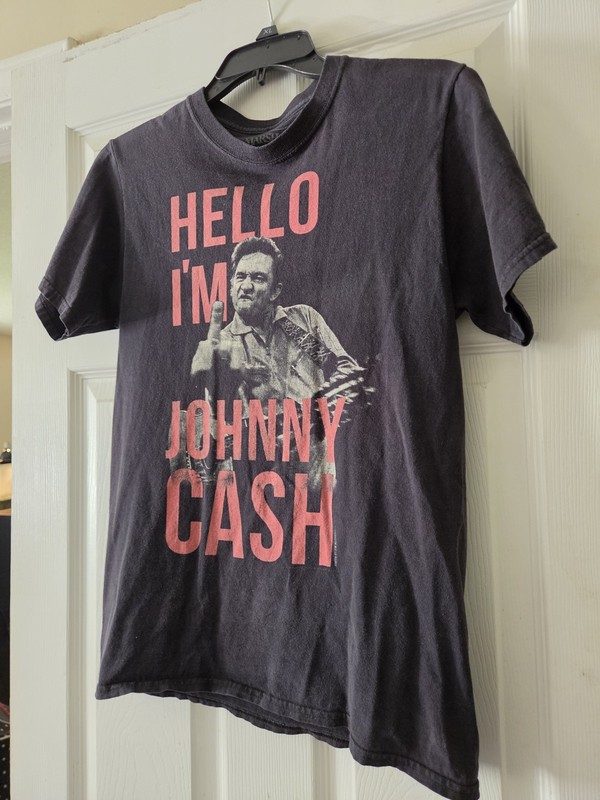 Authentic JOHNNY CASH Hello I'm Johnny Cash Finger Bird T-Shirt Small gallery