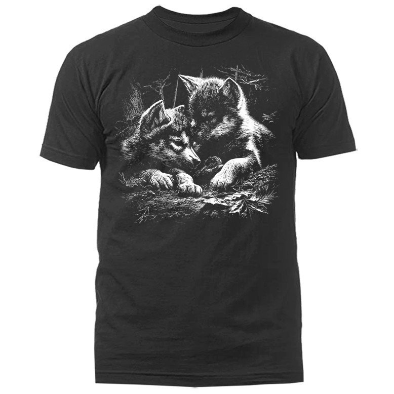 Baby Wolves Wilderness Forest Outdoor Wildlife Nature T-shirt