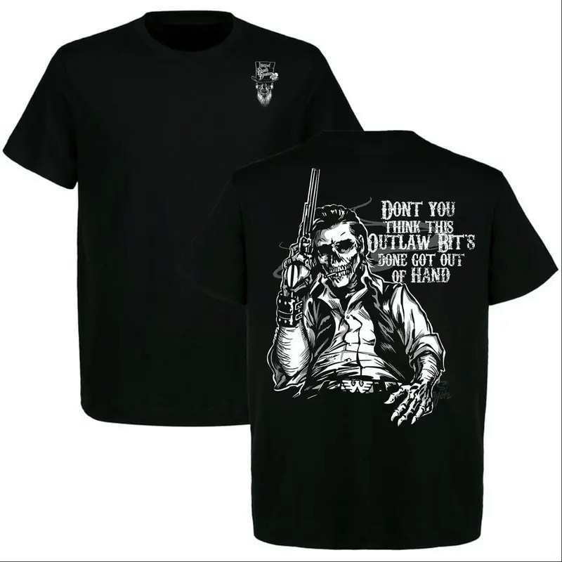 Skeleton Cowboy Quote Graphic T-Shirt Western Gothic Outlaw Tee