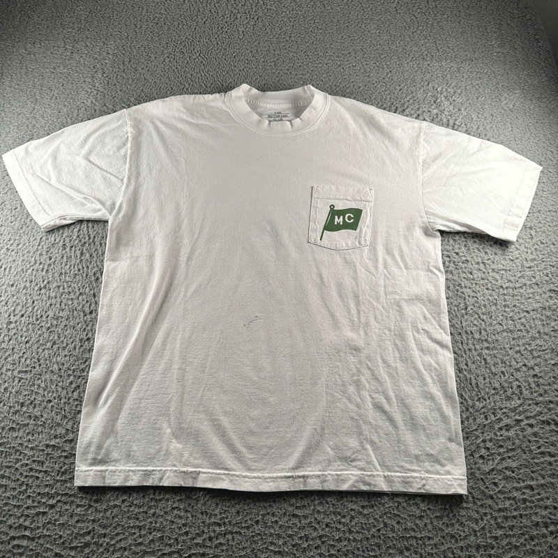 The Motoring Club Shirt Mens L Pocket VW Bus Graphic Back Print White Kindred