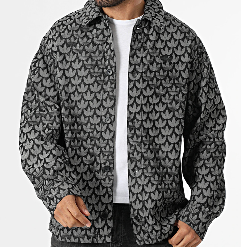NEW MENS ADIDAS ORIGINALS MONOGRAM TREFOIL LOOSE FIT SHIRT ~SIZE LARGE #KC6379