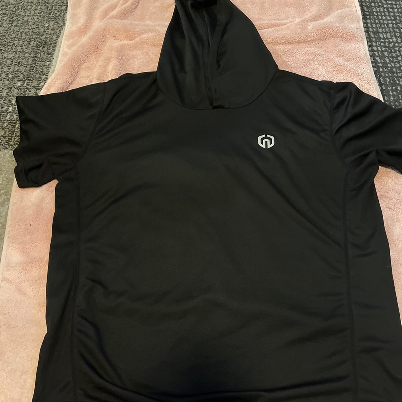 Neleus Black Hooded Short Sleeve Shirts Men’s Size L