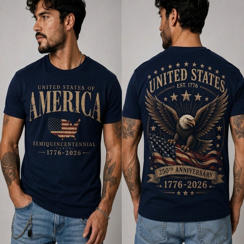 America 250th Anniversary Eagle Patriotic USA 1776-2026 Military Geen T-Shirt gallery