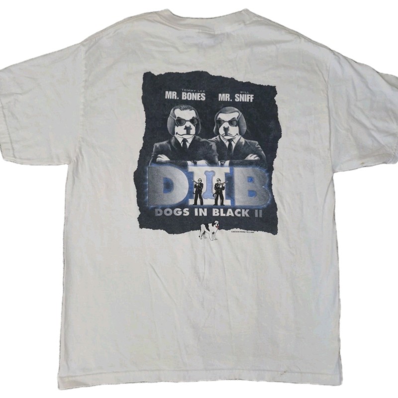 Vintage Big Dogs Shirt Mens L White 90s Men In Black Movie Parody Universal