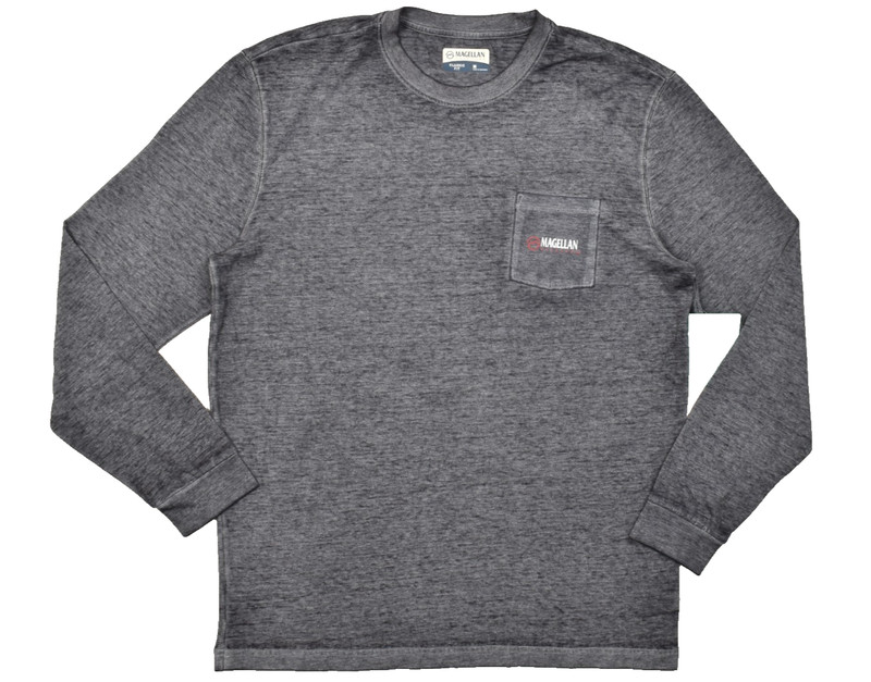 Magellan Outdoors Mens Medium Castlerock Gray LS Washed Pocket Tee NWT