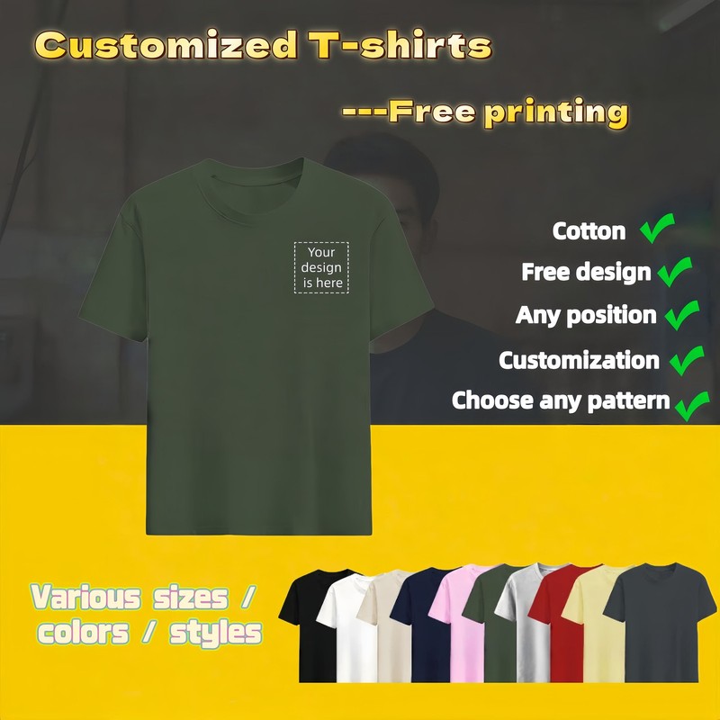 Personalized T-shirts, customizable with your text,photos or logo made of cotton gallery