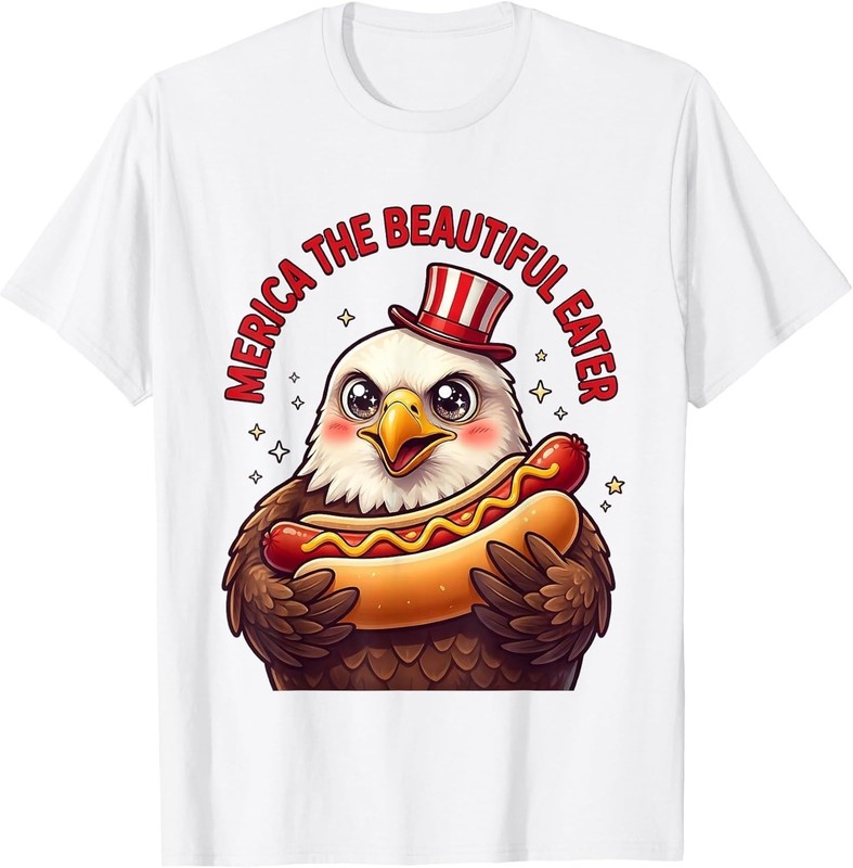 Merica The Beautiful Eater Funny Fourth of July Unisex T-Shirt gallery