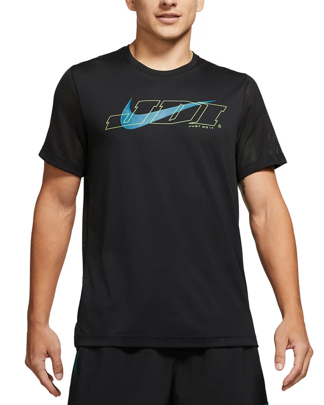NIKE Dri-FIT Just Do It Sport Clash Training Shirt sz S Small Black Standard