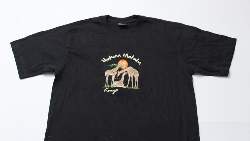 Airborn Unisex Hakuna Matata Kenya Embroidered S/S T-Shirt LB3 Black Large gallery