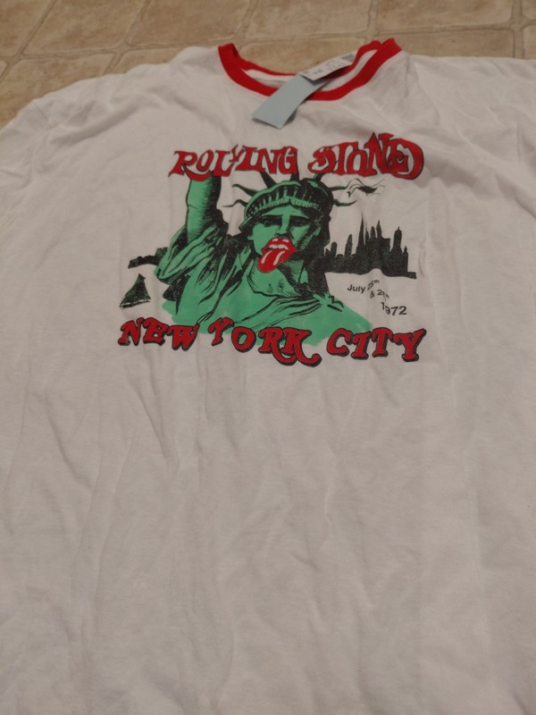 Rolling Stones New York City 1972 T-Shirt XXL White Ringer Tee Statue Liberty gallery