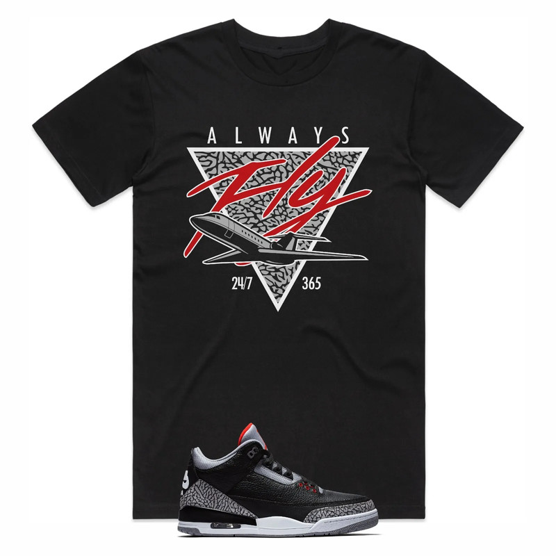Shirt to Match Air Jordan Retro 3 Black Cement – AJ3 Sneaker Matching Tee