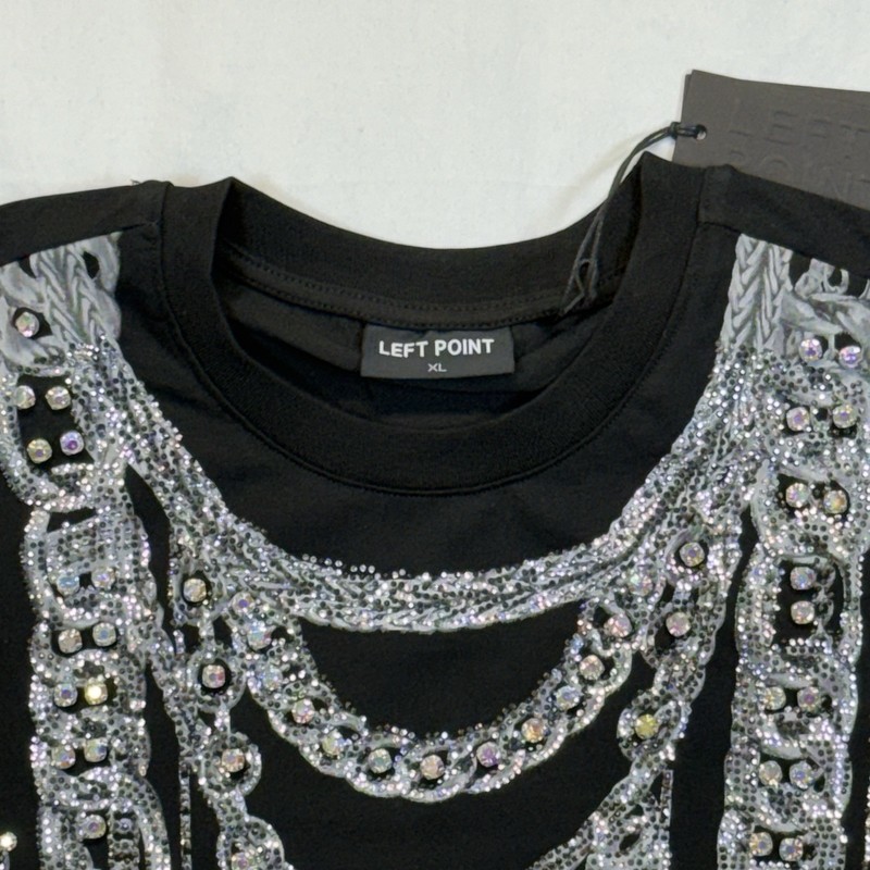 Left Point Chain Graphic Tee Size XL NWT Blinged Out gallery