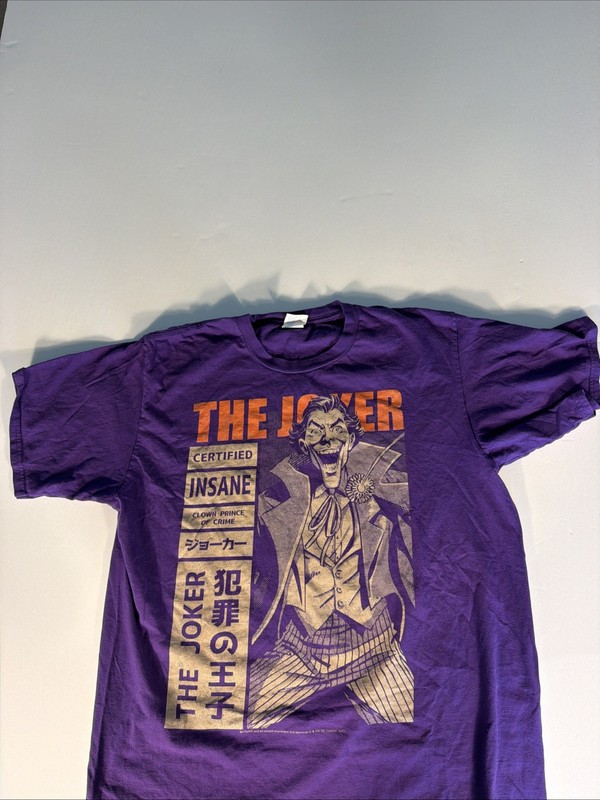 DC COMICS The Joker Men’s Certified Insane T Shirt Gray Batman Size Large