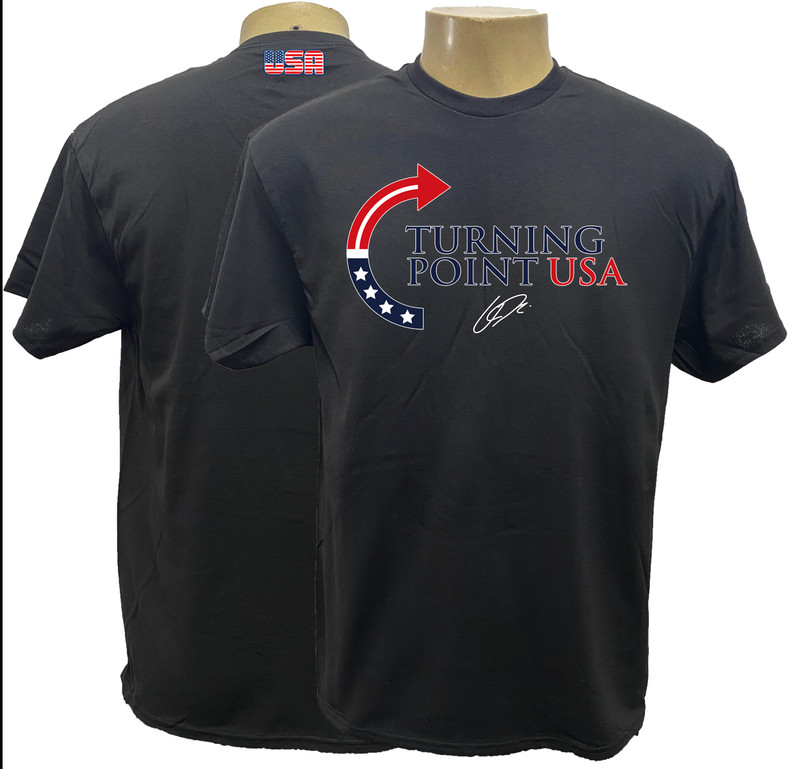 TURNING POINT USA Signed by Charlie Kirk Heat transfer 100%COTTON T Shirt TEE