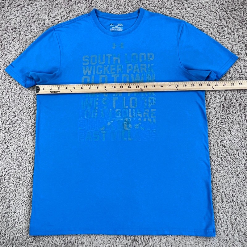 UNDER ARMOUR HeatGear Blue Chicago Neighborhoods Graphic Print T-Shirt Mens M gallery