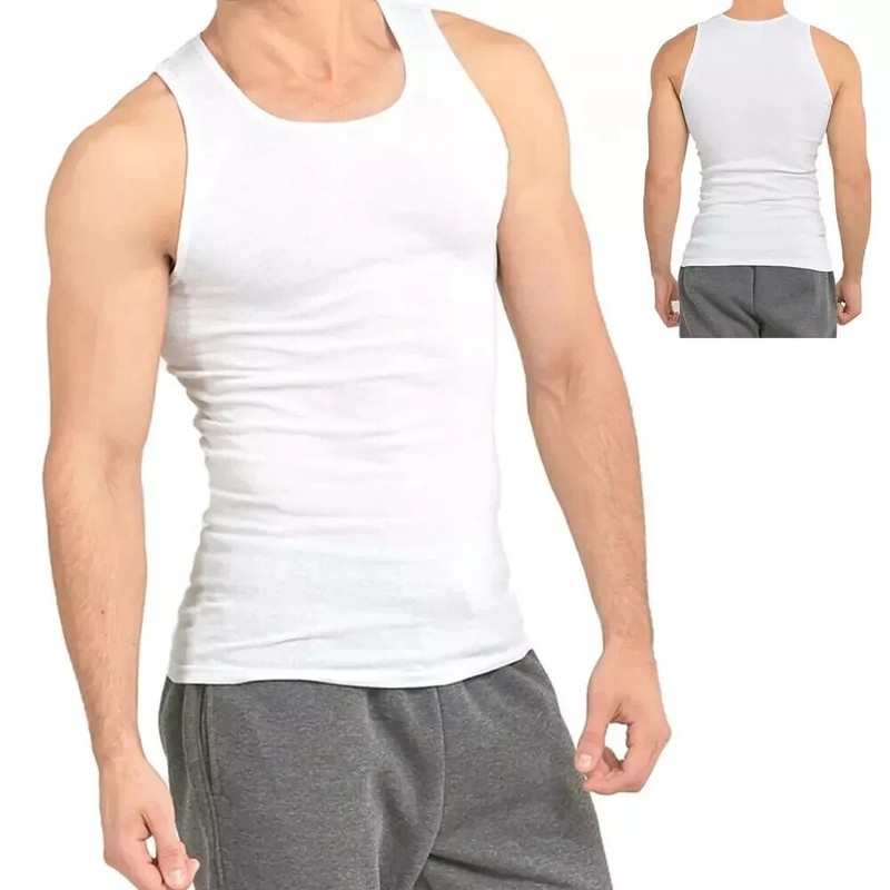6-12 Pack Mens Tank Top 100% Cotton A-Shirt Wife Beater Undershirts Size S-2XL gallery
