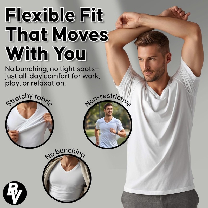 Brooklyn Vertical Mens 6-Pack V Neck Undershirts Short Sleeve Cotton Round Neck gallery