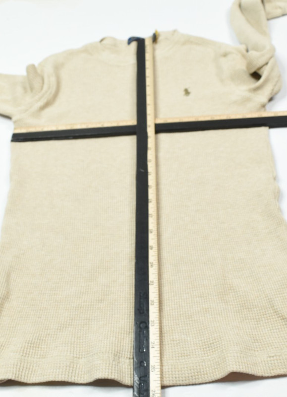 Polo Ralph Lauren Waffle-Knit Thermal Shirt Mens Small Beige Long Sleeve Slim gallery