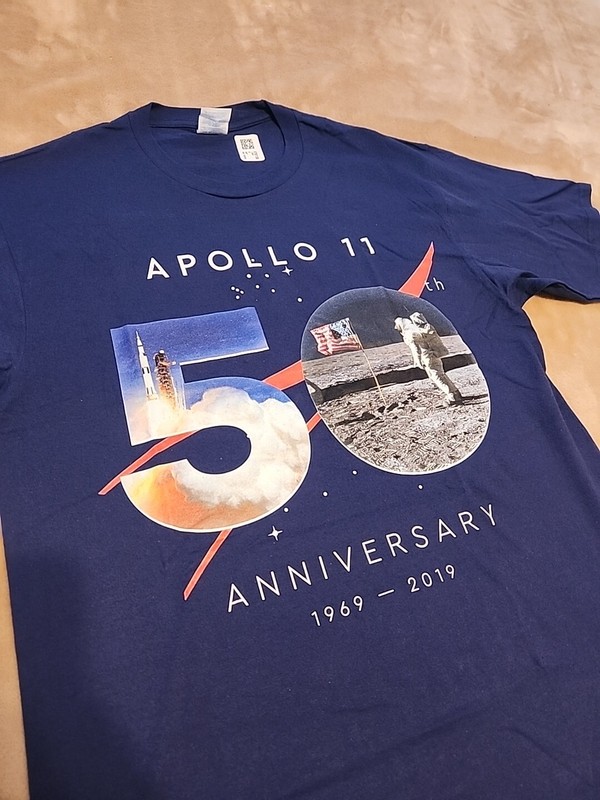 NEW Apollo 11 50th Moon Landing 1969 2019 T-Shirt mens MEDIUM Blue tee