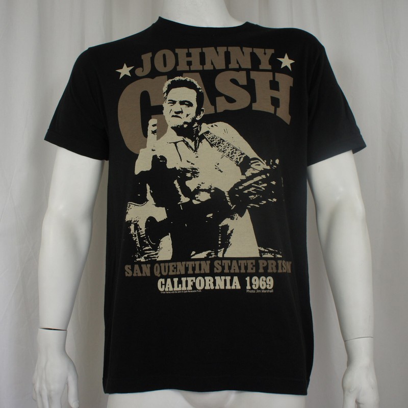 Authentic JOHNNY CASH Outlaw Finger Jim Marshall Prison Photo T-Shirt S-2XL NEW