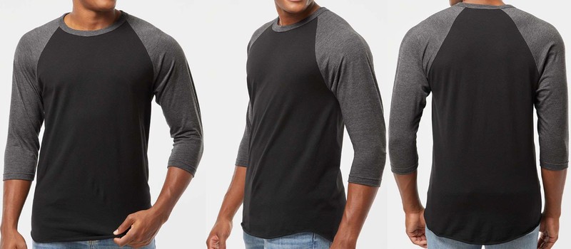 Mens Fine Jersey Soft Blend Heather Baseball Raglan Tee PRESHRUNK T-Shirt XS-3XL