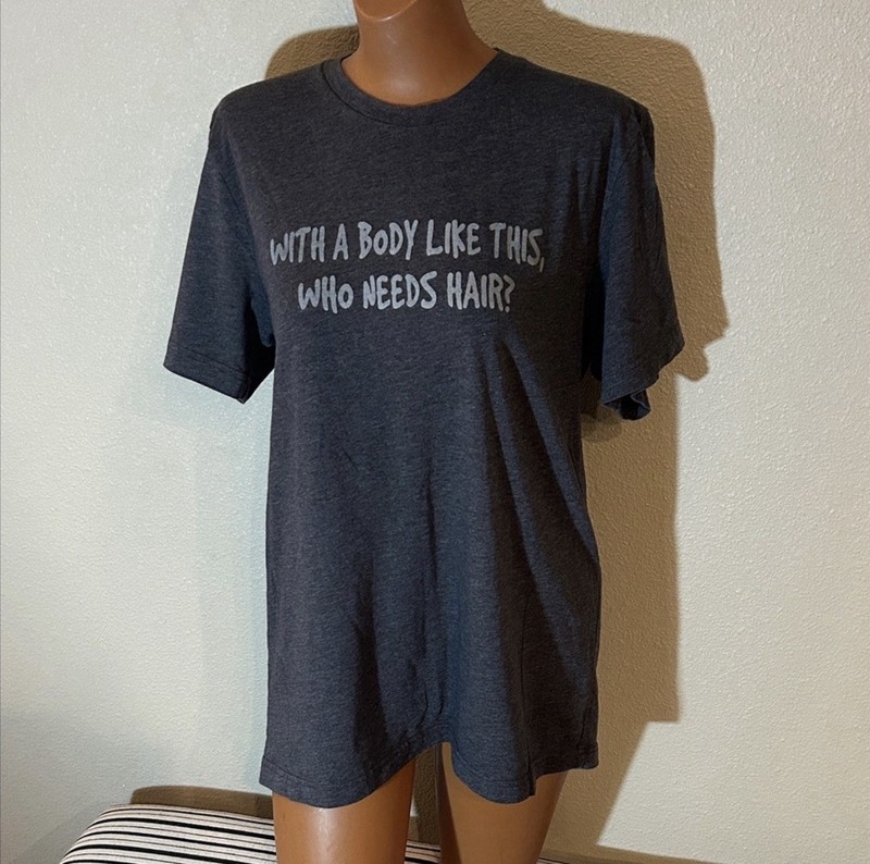 Threadfast Apparel Men's Gray Funny Graphic Print Crew Neck T-Shirt Size L