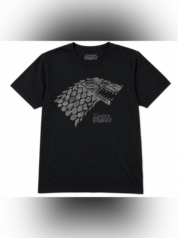 Game of Thrones House Stark Direwolf Black Graphic Tee Medium