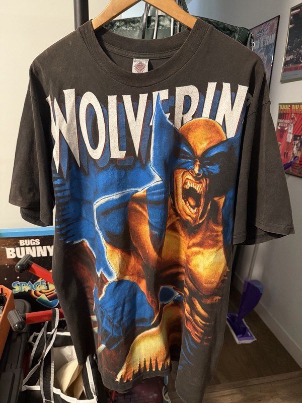 Vintage Resurreccion Wolverine Sabretooth Sz XL Double Sided Shirt X-Men AOP