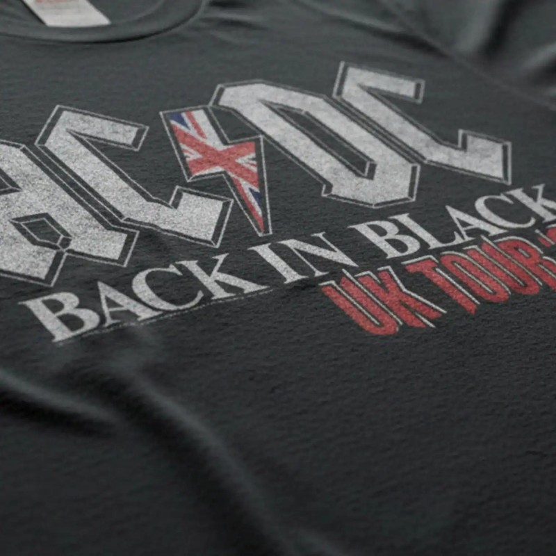 ACDC Back in Black UK Tour 1980 Mens T Shirt Vintage Rock Band Album Music Merch gallery