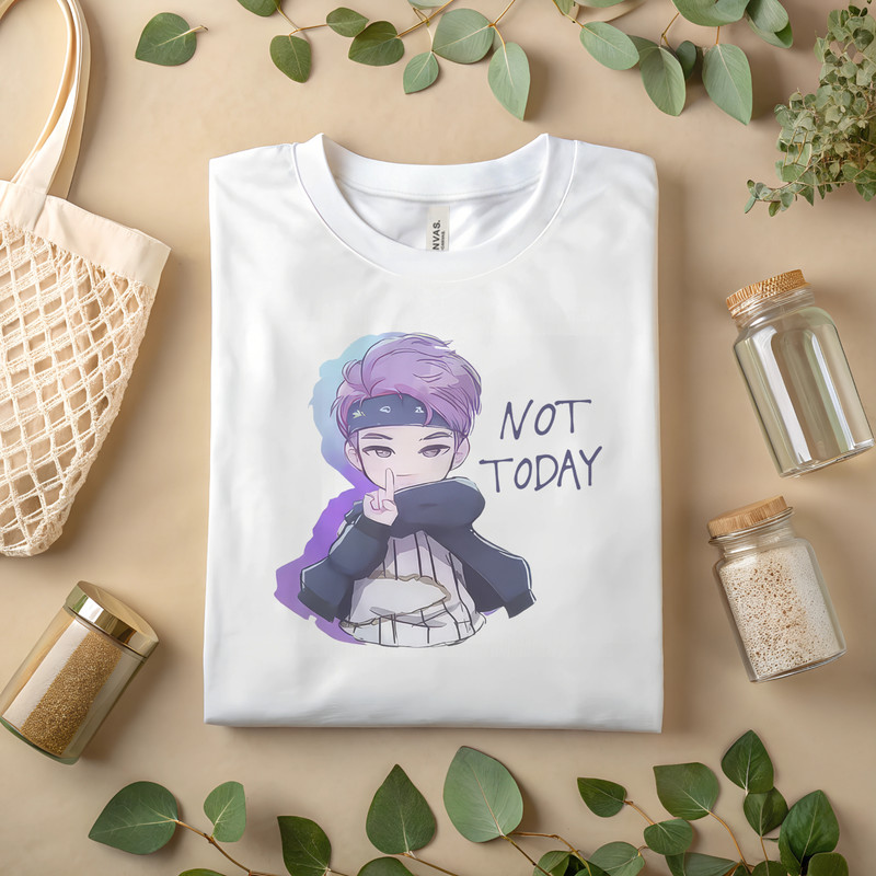 Not Today Anime T-Shirt Japanese Cartoon Graphic Tee Otaku Streetwear A20
