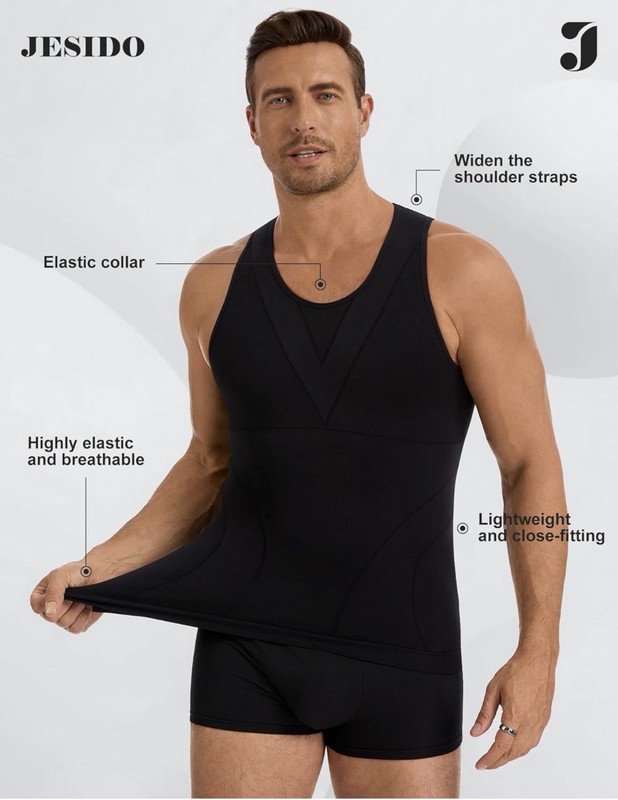 Mens Slimming Body Shaper Compression Shirt Tummy Control Undershirt 3 Pack gallery