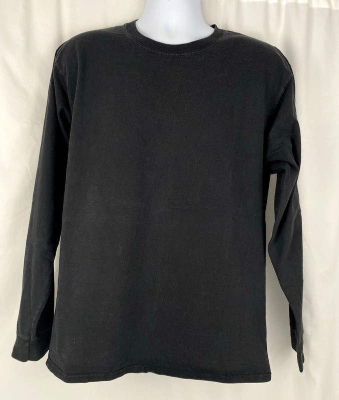 Hanes Beefy-T Men’s Large Black Long Sleeve T-Shirt Crew Neck Heavyweight