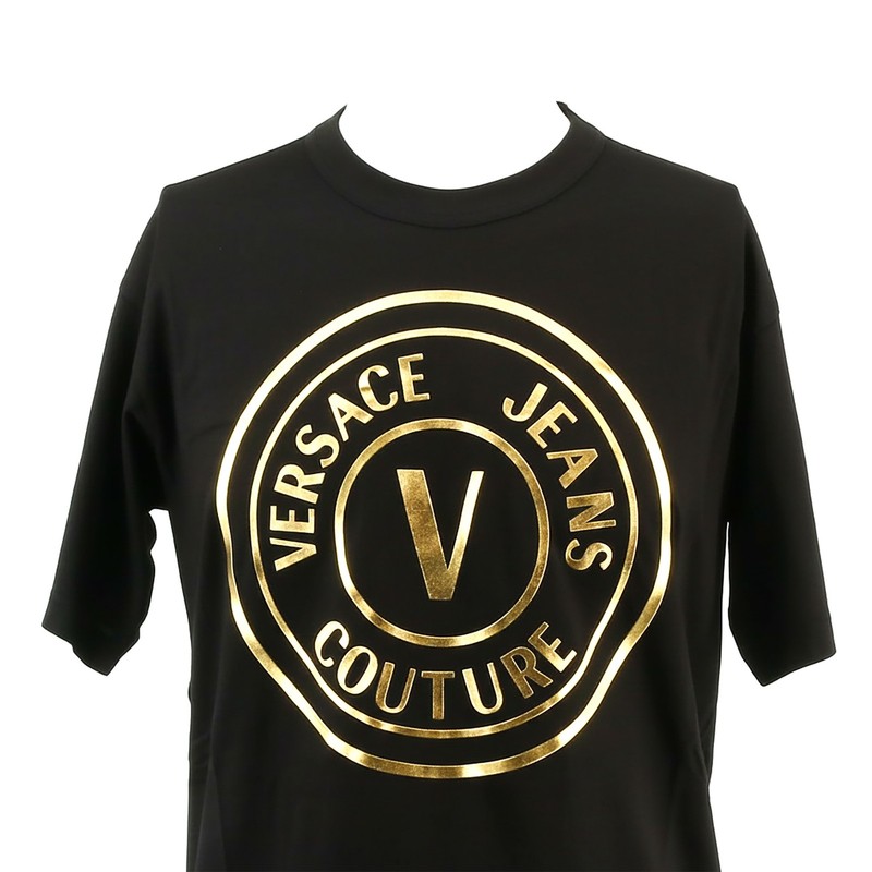 Versace Jeans Couture Black/Gold Mens Oversized Screen Print Logo T-Shirt gallery