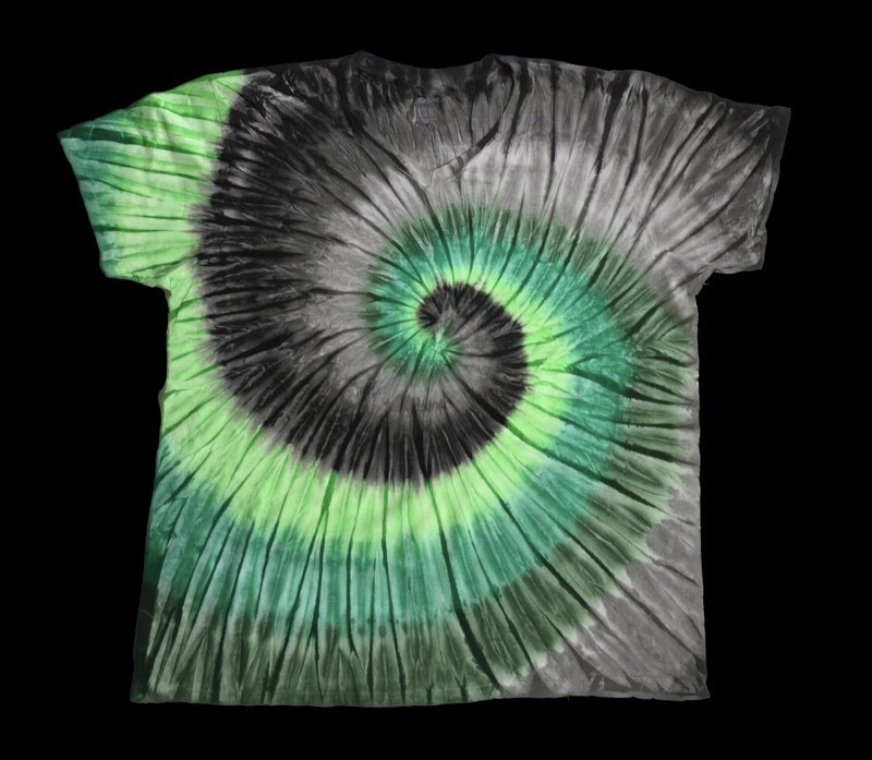 *New* 2XL – Sm Handmade Tie Dye, Lime Graphite Spiral, Crew or V-Neck