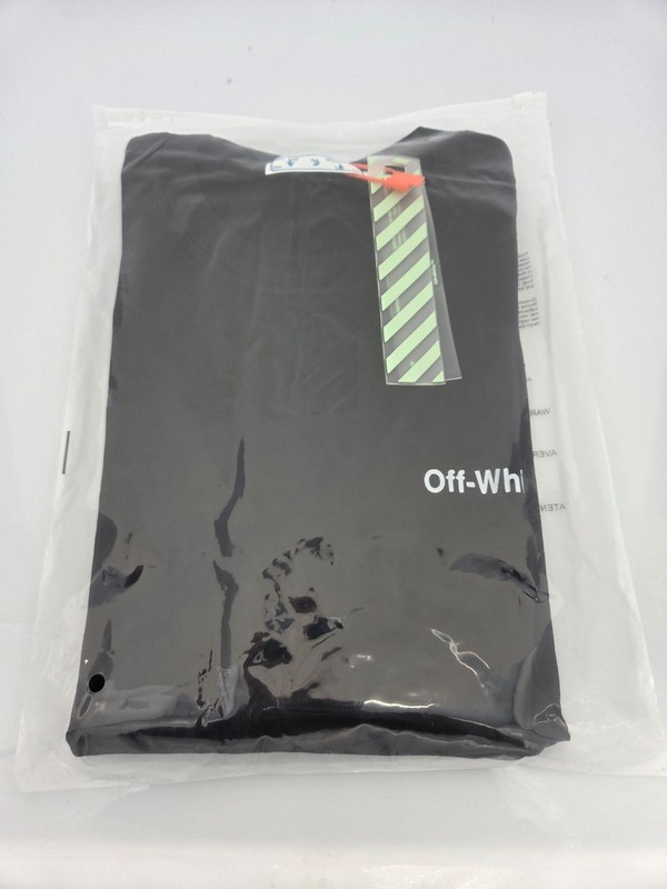 Off Wht Thin Scribble Diagonal Logo Black T-Shirt Cotton Regular Fit Size T33