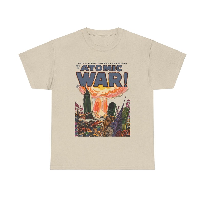 Atomic War 1950s Comic Art Shirt Retro Nuclear War NYC Skyline Tee Mens Womens
