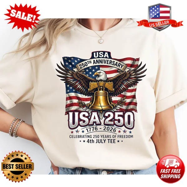 USA 250th Anniversary Shirt, Patriotic Eagle 1776-2026 Freedom Tee, 4th of July