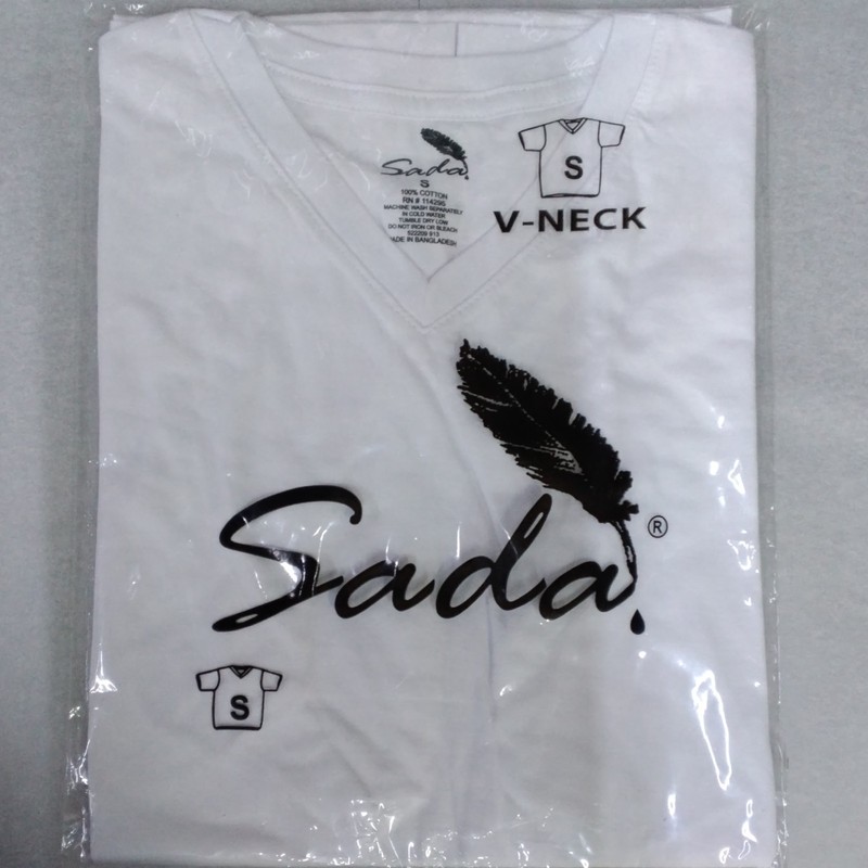 Sada Men’s White S Cotton Knit V-Neck Short Sleeve T-Shirt