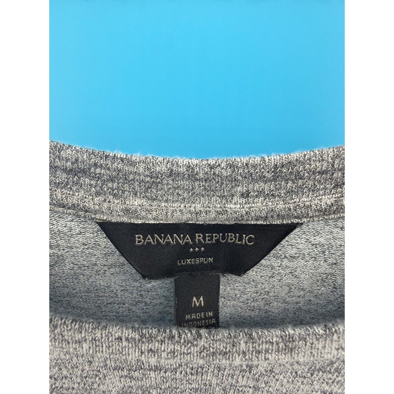 Banana Republic Luxespun Long Sleeve Pocket Tee Heathered Grey Mens Medium gallery