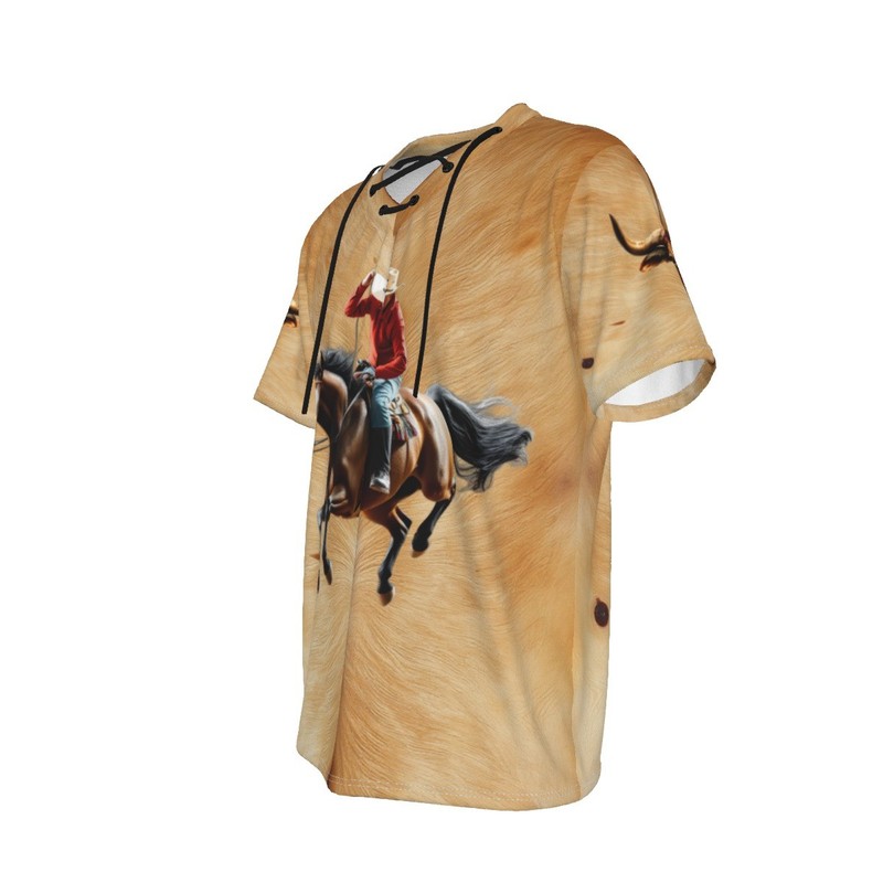 Men's Western Cowboy riding a Horse, New T-shirt, Front & Back Image Print. gallery