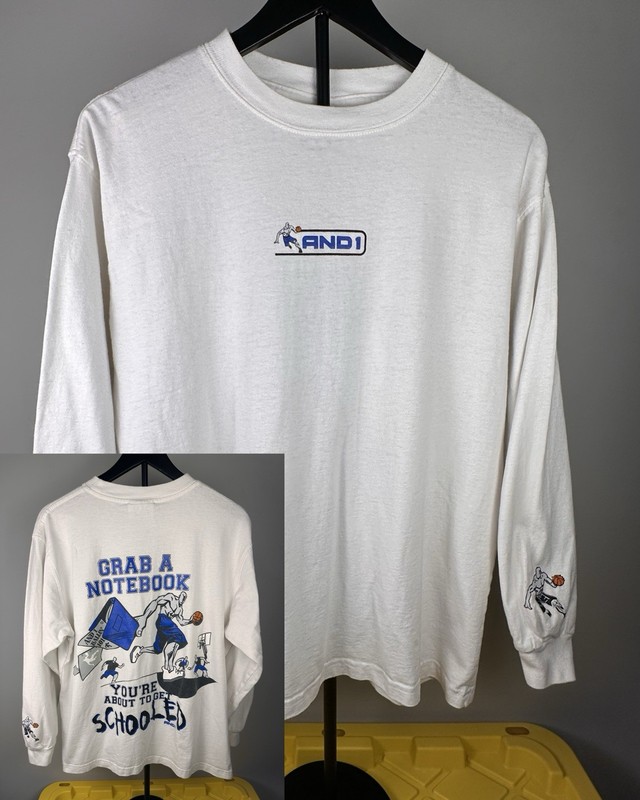 Vintage AND1 Shirt Youth XL Long Sleeve Trash Talk Basketball USA 90s 22”x26”