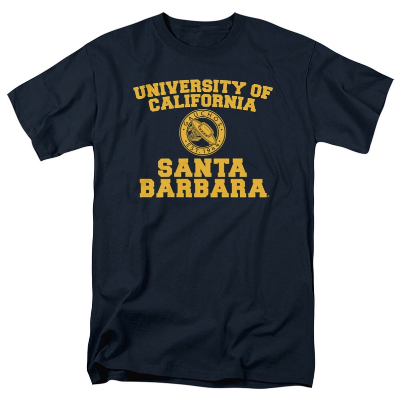 University of California Santa Barbara Adult T-Shirt Circle Logo, Navy, S-5XL