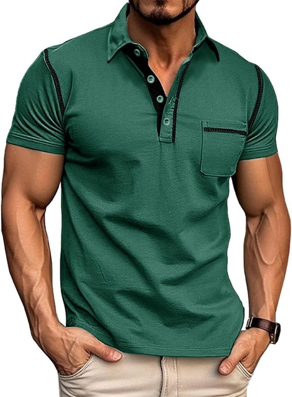 Men��s Lightweight Cotton Polo Shirt Short Sleeve Classic Fit with Pocket