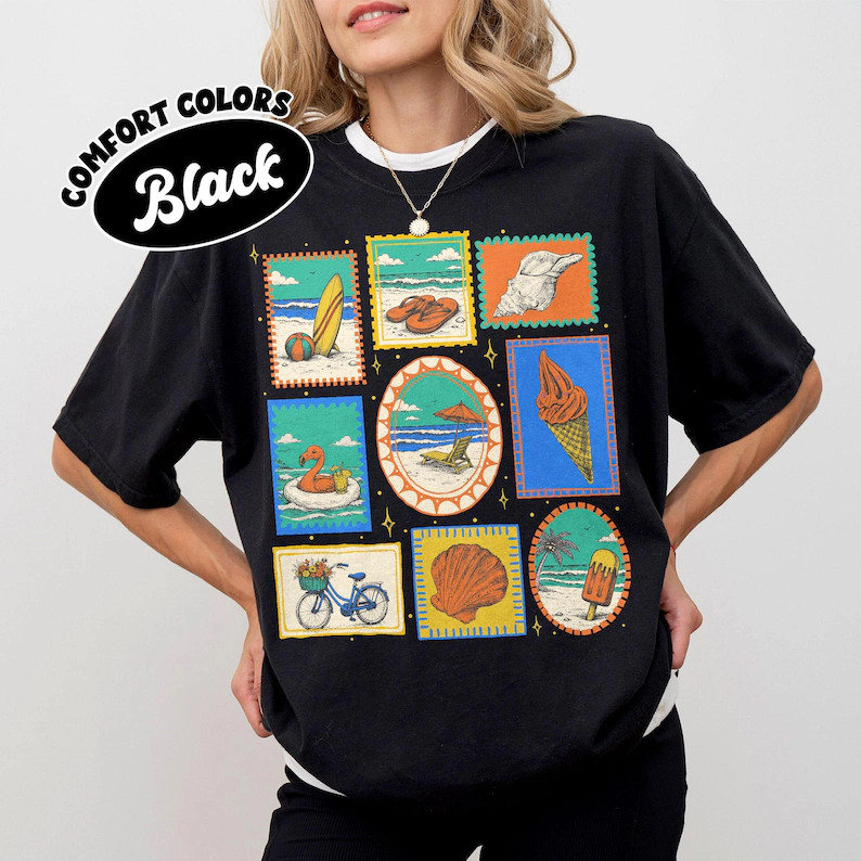 Vintage Beach Summer Coastal Comfort Tee Shirt Relaxed Fit Soft gallery