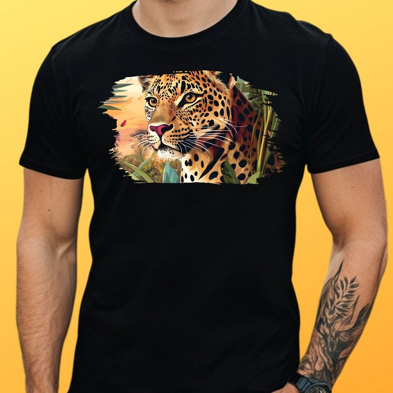 Mens Leopard Print Cotton T-Shirt Size S to 5XL
