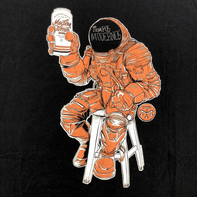 Modern Times Beer Shirt Mens 2XL Black Astronaut Space Graphic Tee USA Beer gallery